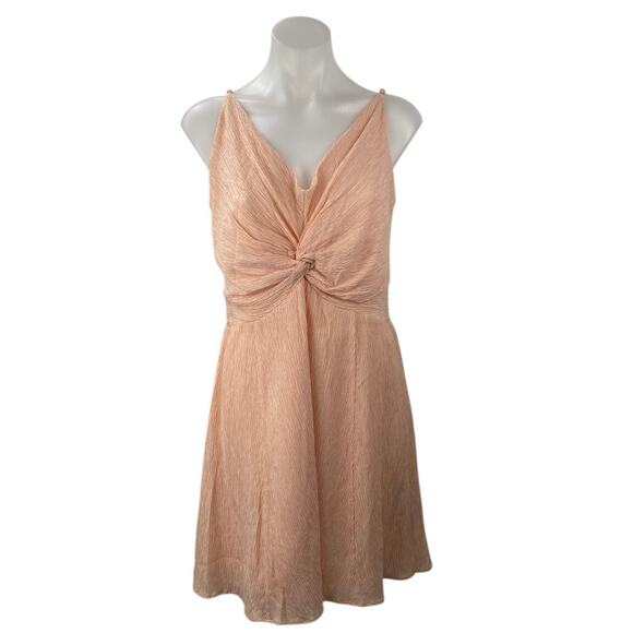 Abercrombie & Fitch Coral Sleeveless Twist V Neck Cami A Line Mini Dress Size LT - Picture 1 of 5